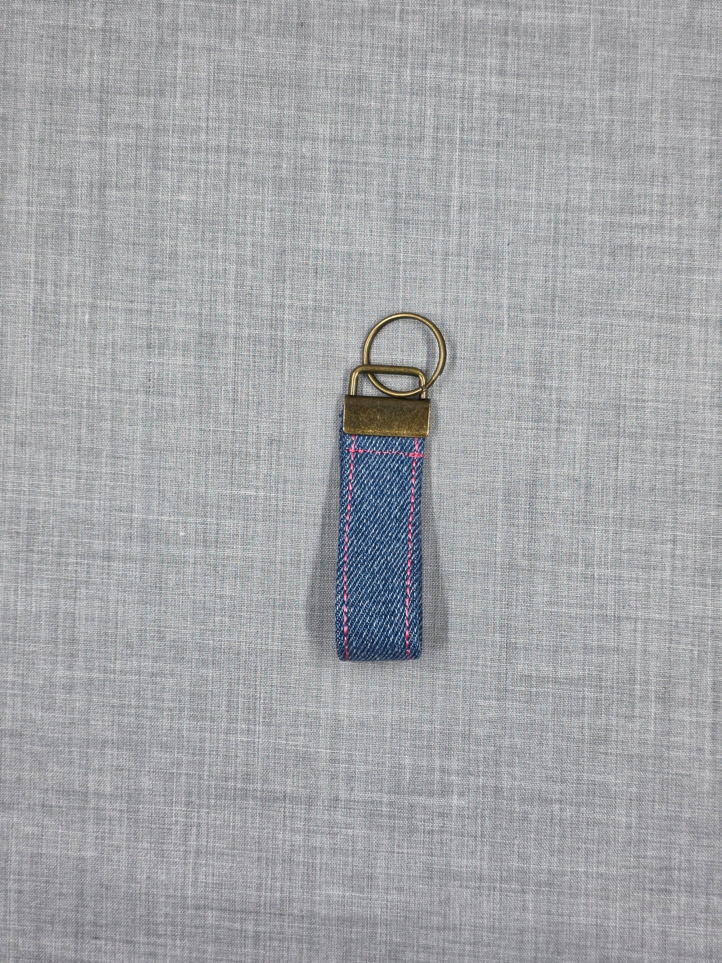 The Trendy: Indigo Denim Key Fob with Contrast Stitching