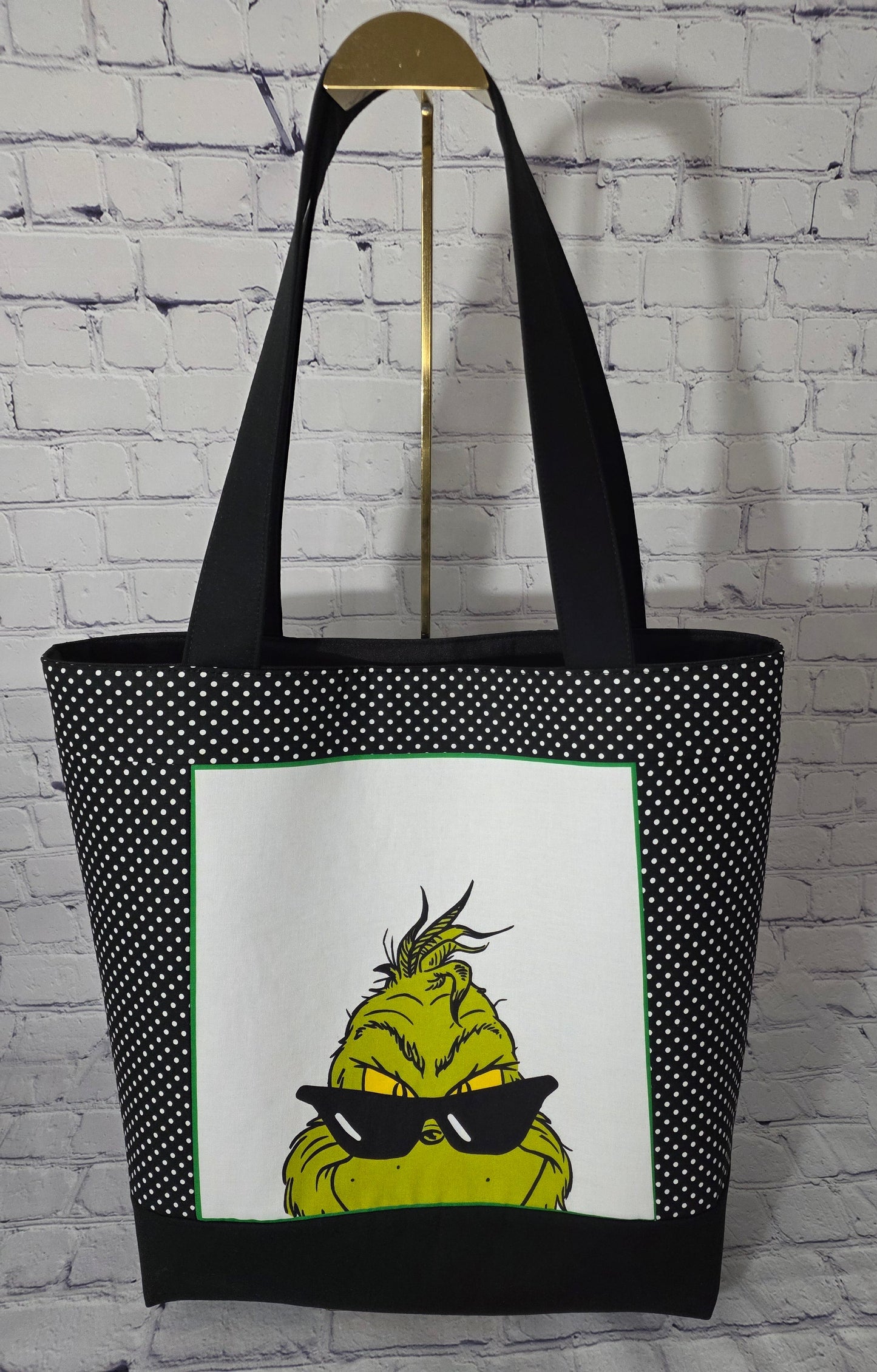 Cool Grinch Polka Dot Tote Bag