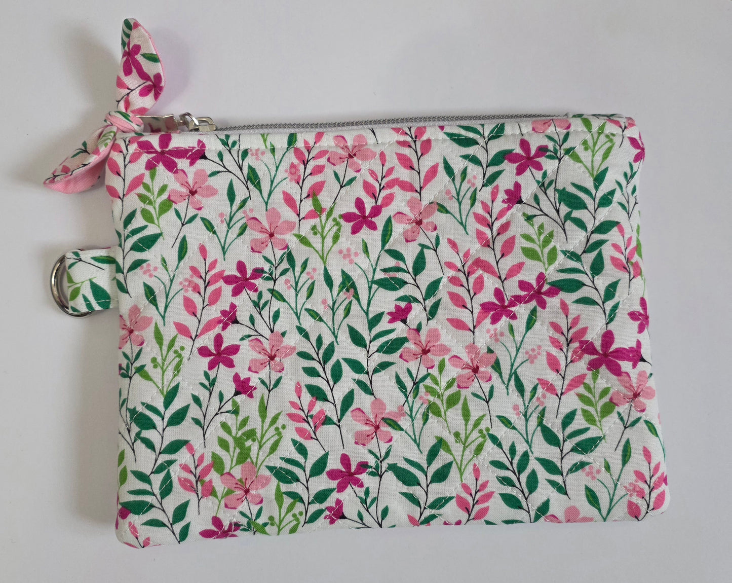 Handmade Quilted Floral Pouch & Wristlet Set – 3-Piece Bundle