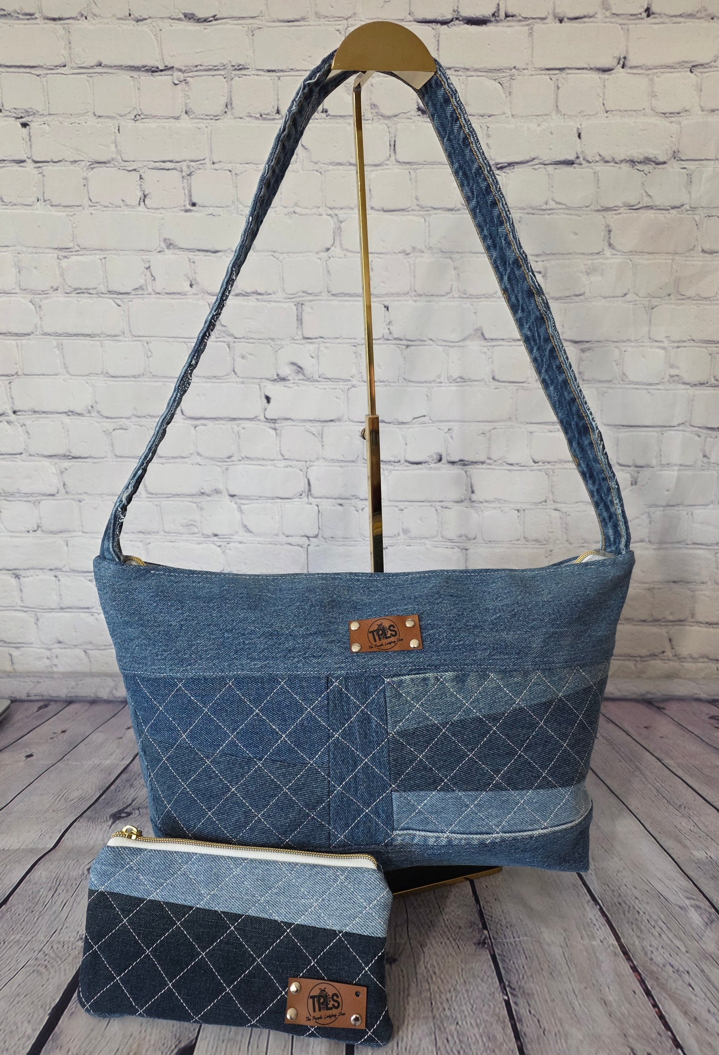The Reclaimed Denim Shoulder Tote & Matchset Pouch