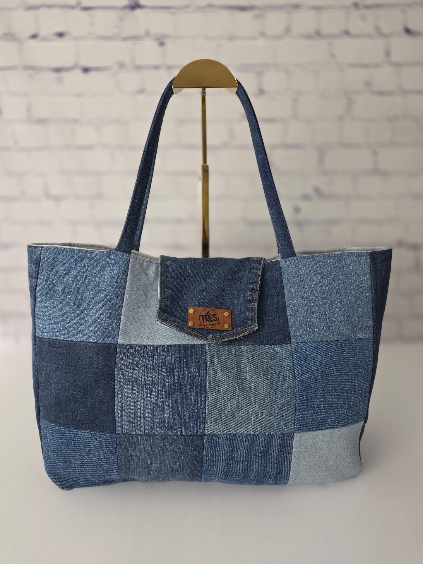 Upcycled Denim Patchwork Tote Bag