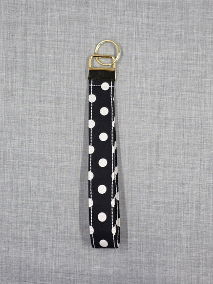 Classic Polka Dot handmade fabric wristlet keychain