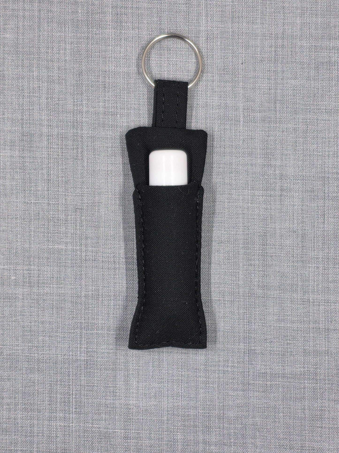 Fabric Lip Balm Holder Keychain - Black