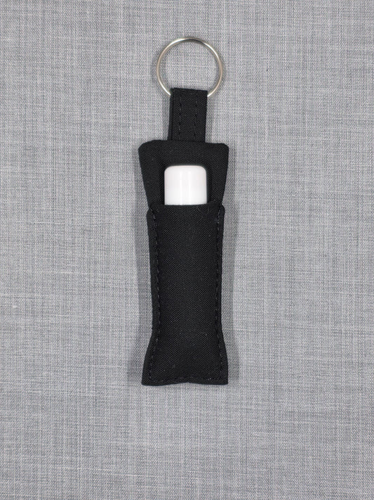 Fabric Lip Balm Holder Keychain - Black