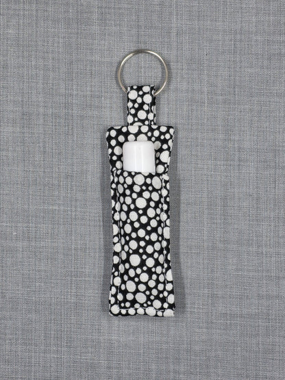 Black & White Polka Dot Lip Balm Holder Keychain