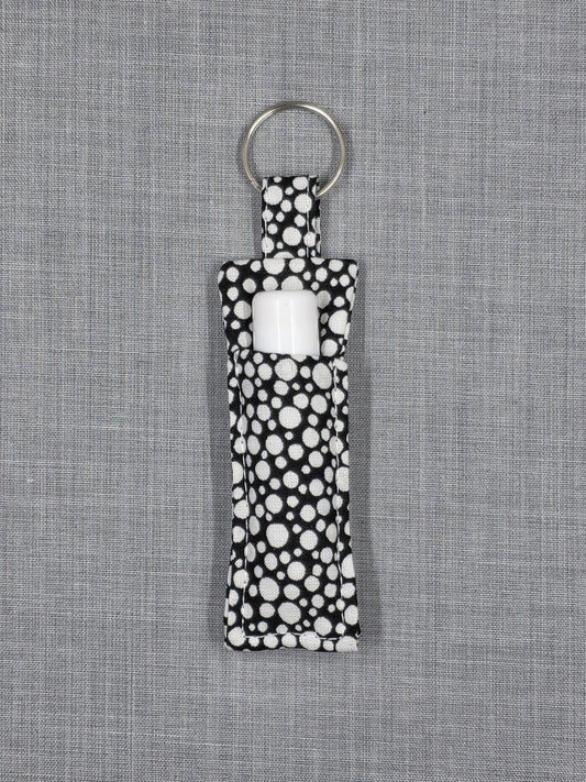 Black & White Polka Dot Lip Balm Holder Keychain