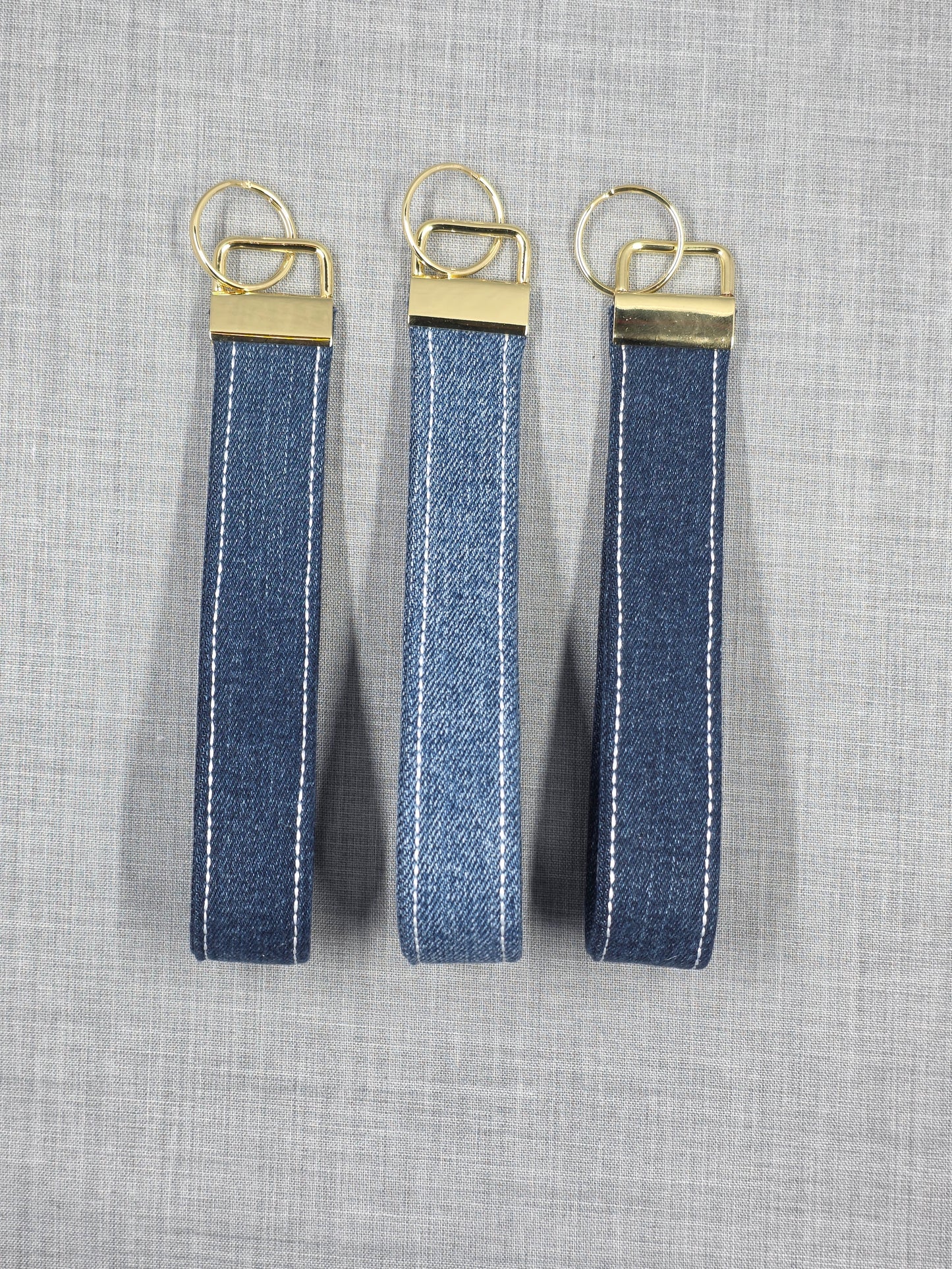 Denim Key Fob with Contrast Stitching