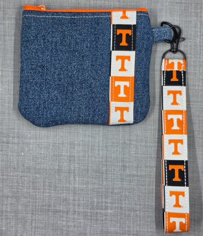 Denim College Spirit Pouch & Wristlet Set