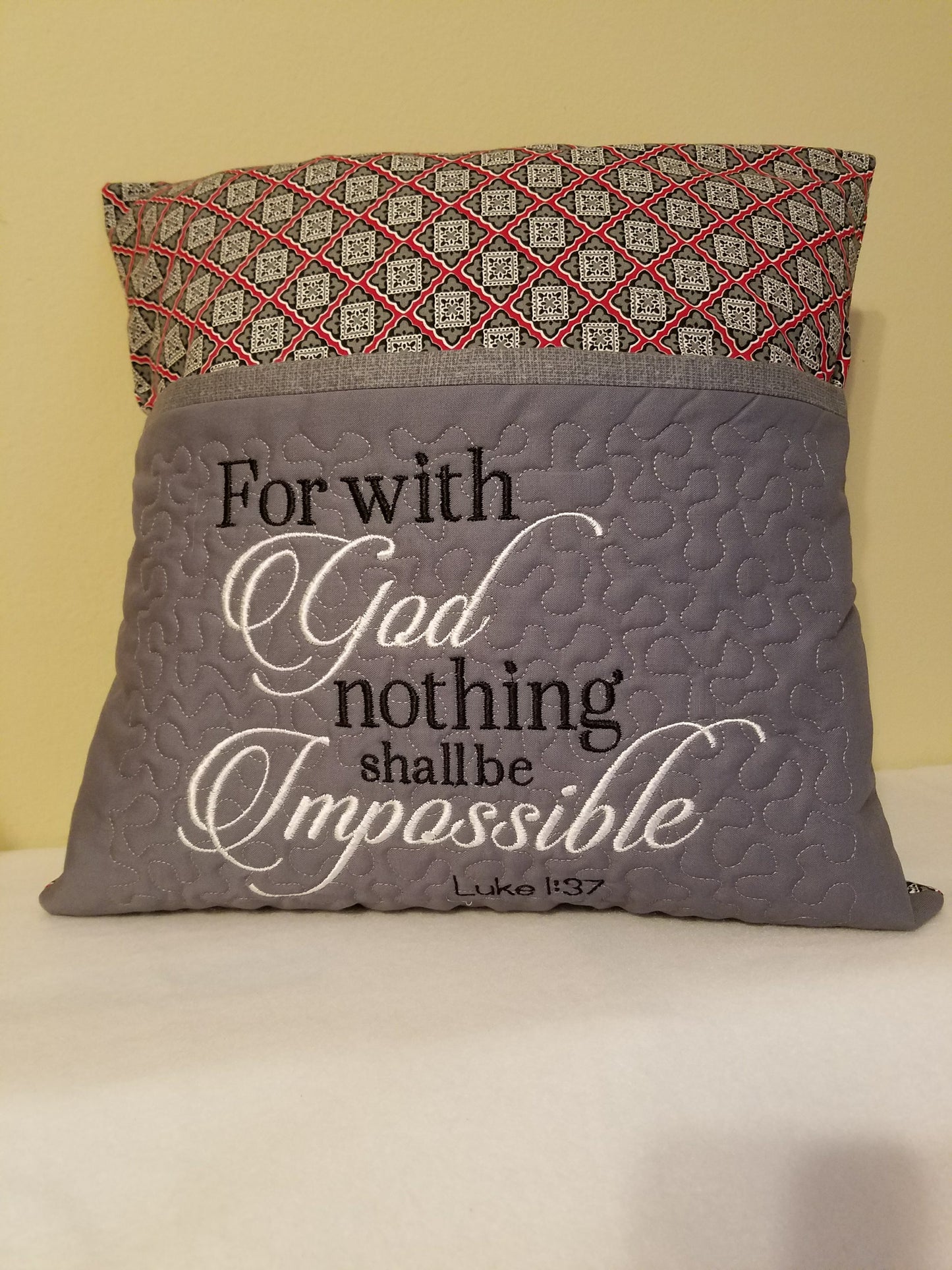 With God Nothing Is Impossible handmade reading pillow