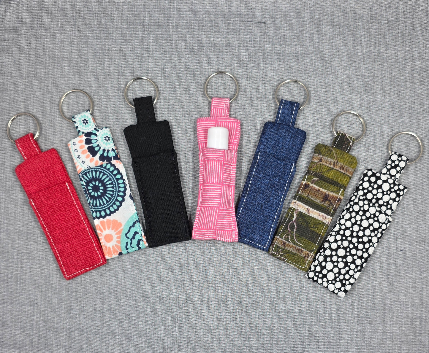 Black & White Polka Dot Lip Balm Holder Keychain