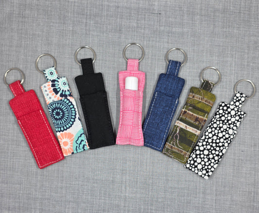 Black & White Polka Dot Lip Balm Holder Keychain