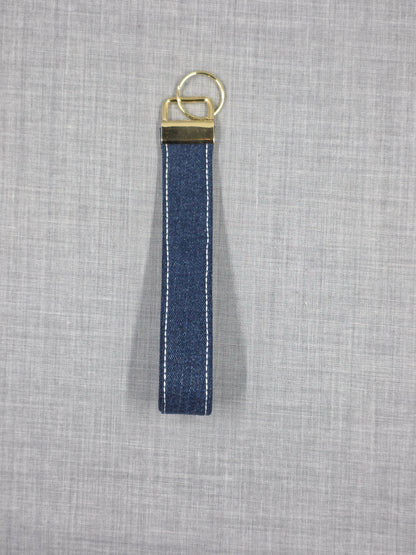 Denim Key Fob with Contrast Stitching