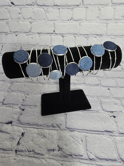 Denim Chic Cuff Bracelet - Silver Tone