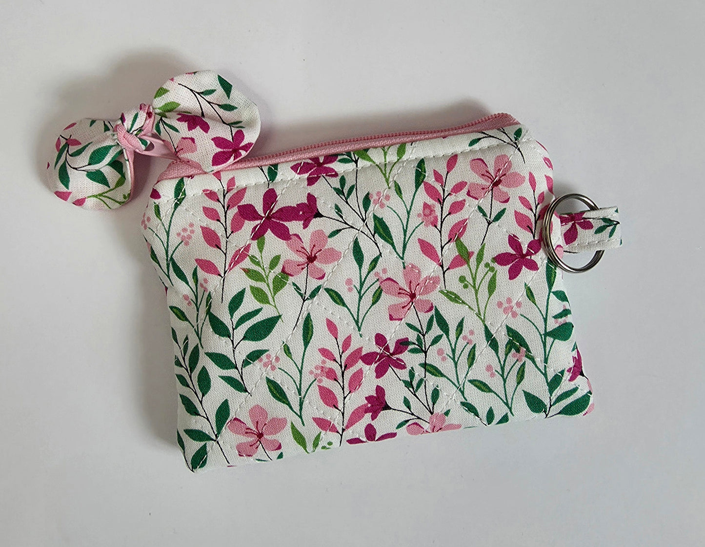 Handmade Quilted Floral Pouch & Wristlet Set – 3-Piece Bundle