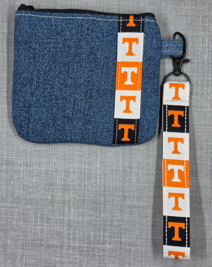 Denim College Spirit Pouch & Wristlet Set