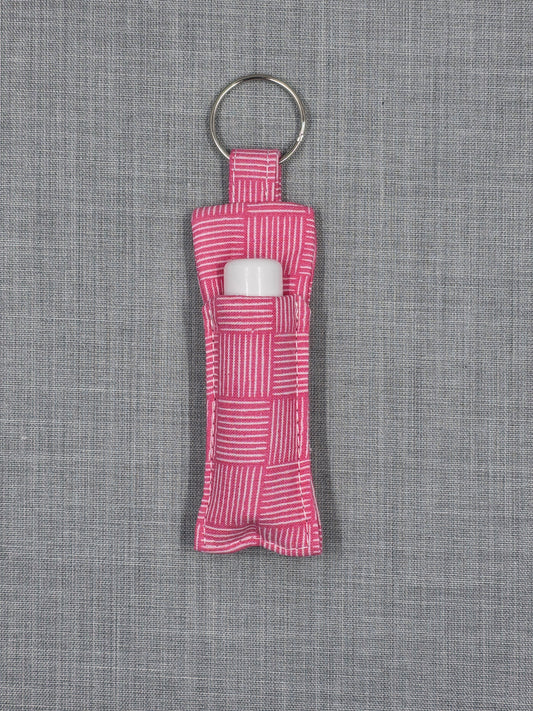 Lip Balm Holder Keychain - Rose Patchwork
