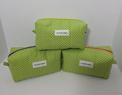 The Polka Dot Quilted Boxy Pouch - Green