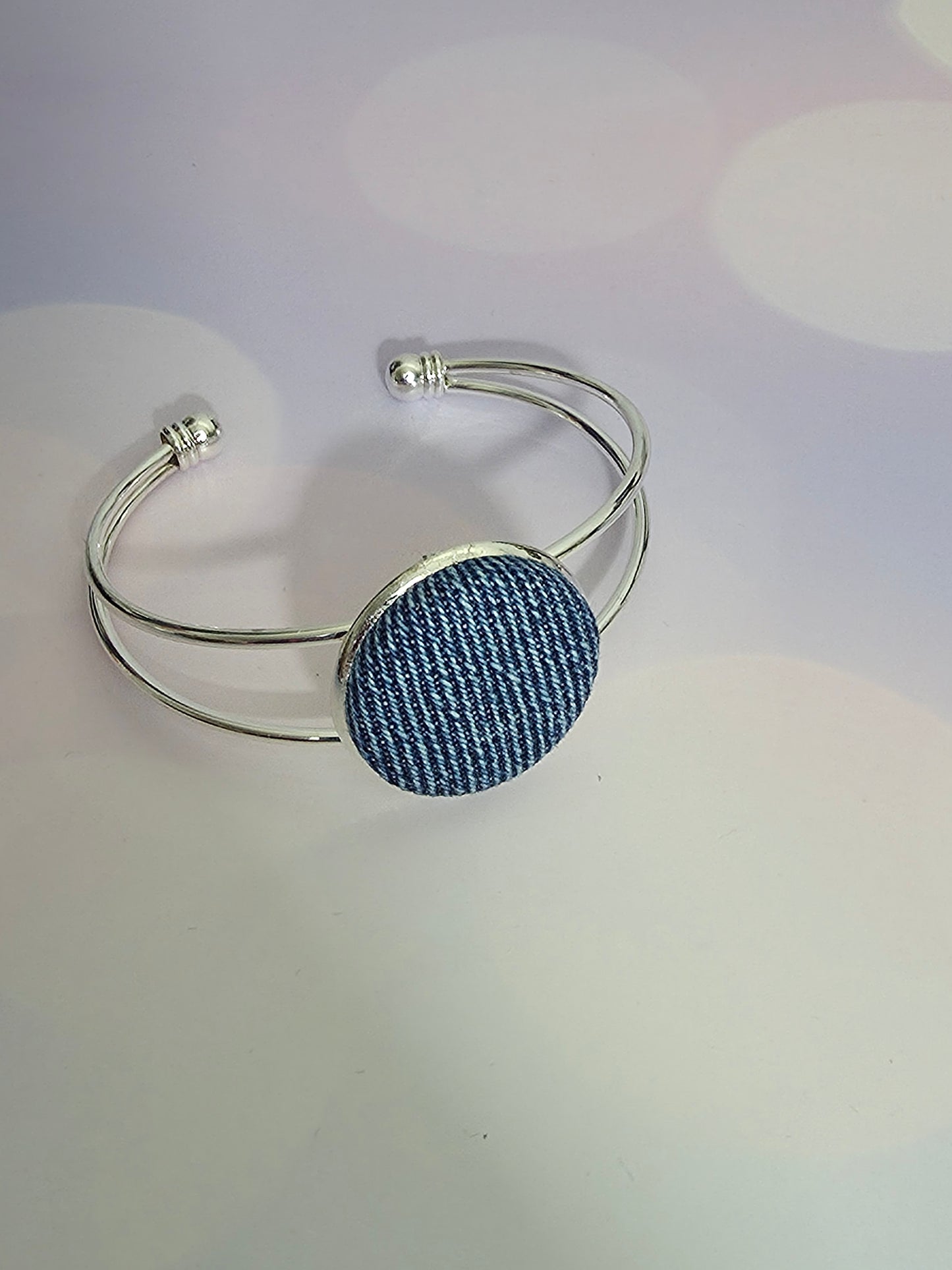 Denim Chic Cuff Bracelet - Silver Tone