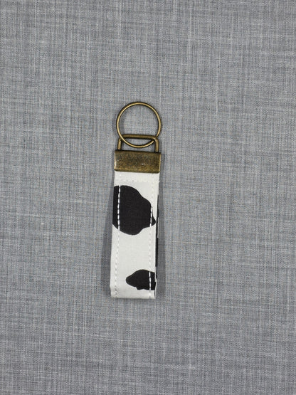 Cow Print handmade fabric key fob