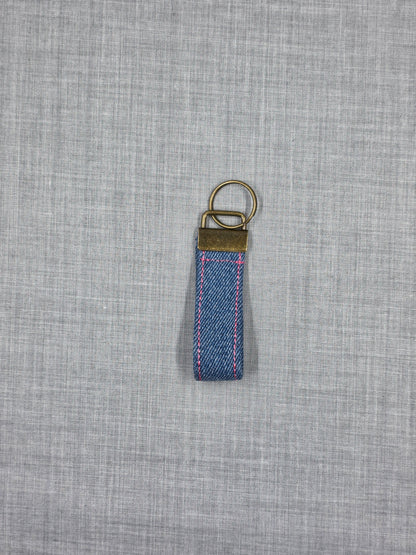Denim handmade fabric key fob