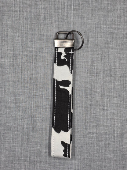 Cow Print handmade fabric wristlet keychain