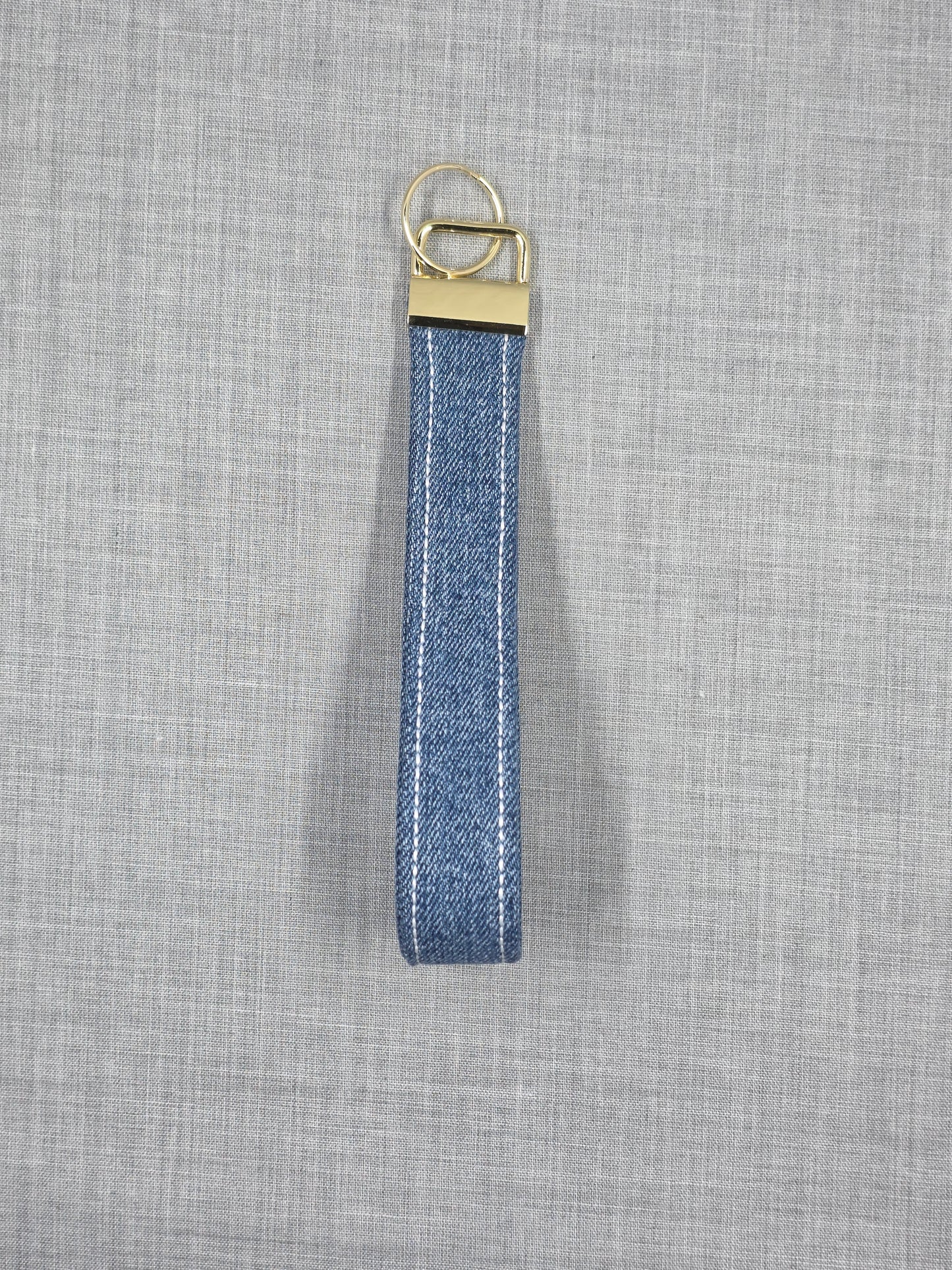 Denim Key Fob with Contrast Stitching
