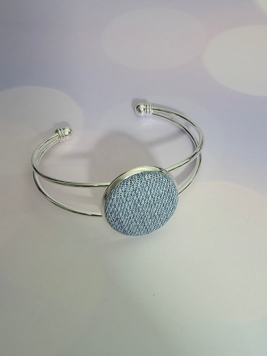Denim Chic Cuff Bracelet - Silver Tone