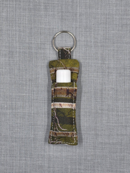 Camo Fabric Lip Balm Keychain Holder