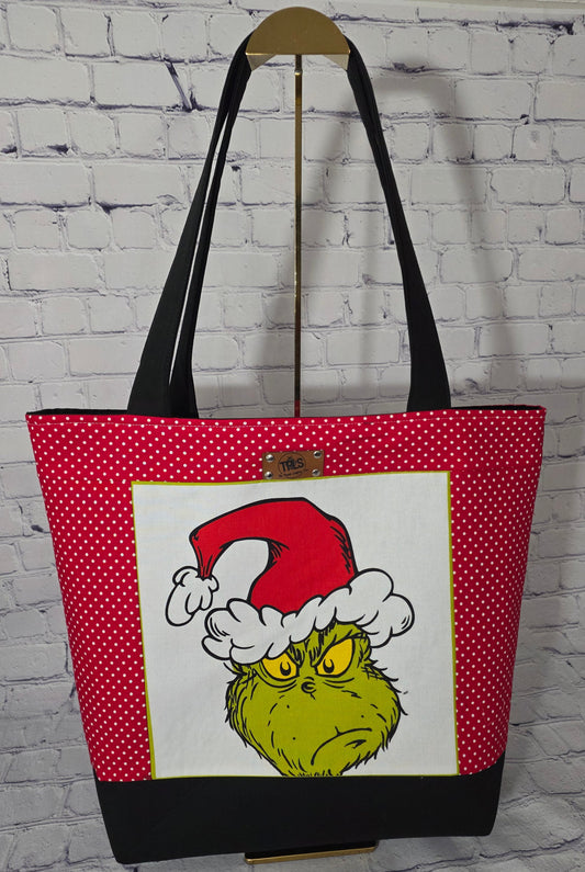 The Grinch "How the Grinch Stole Christmas" Holiday Tote Bag - Festive Red & Black