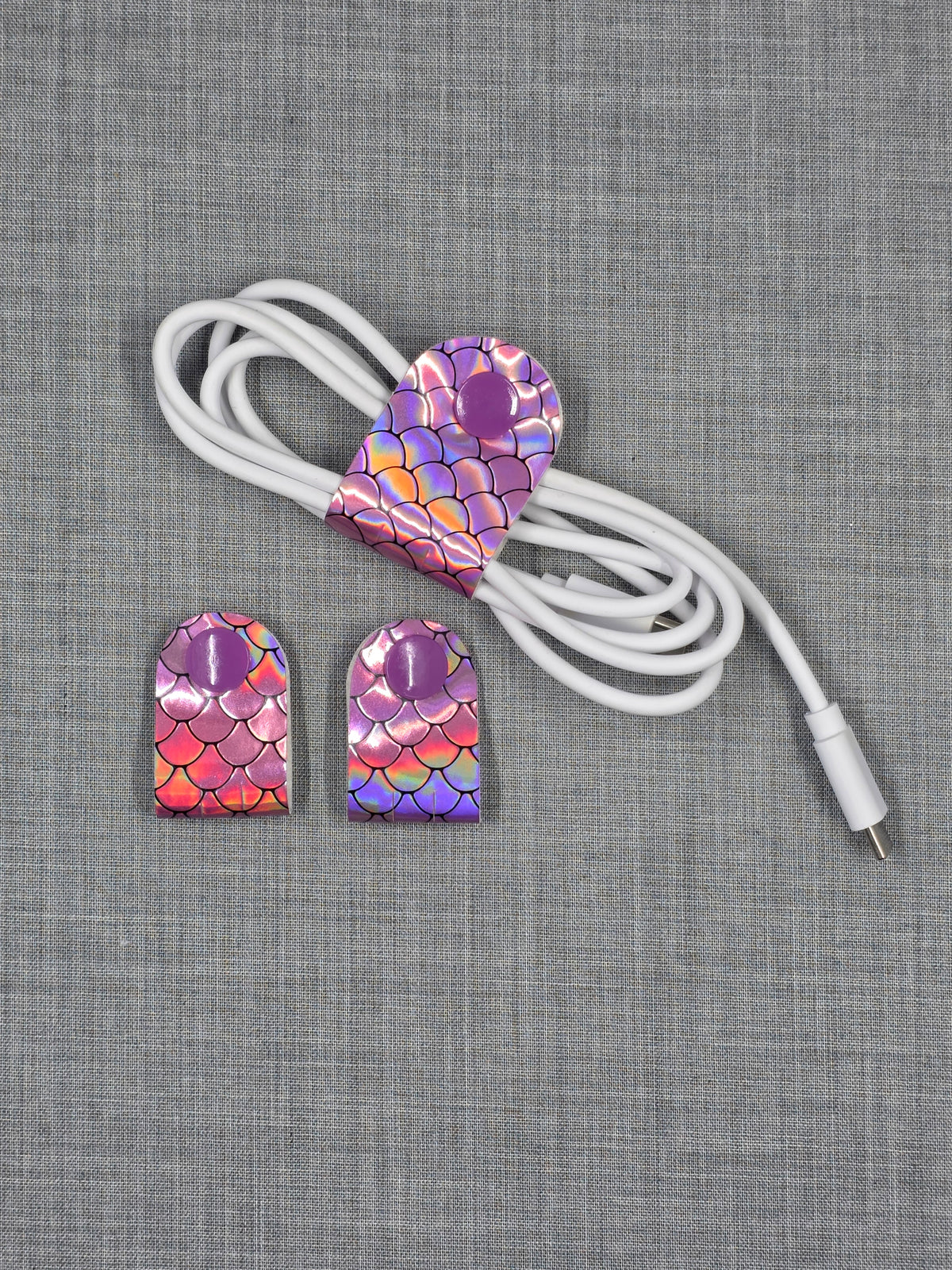 Vinyl cord keeper set handmade organization detail